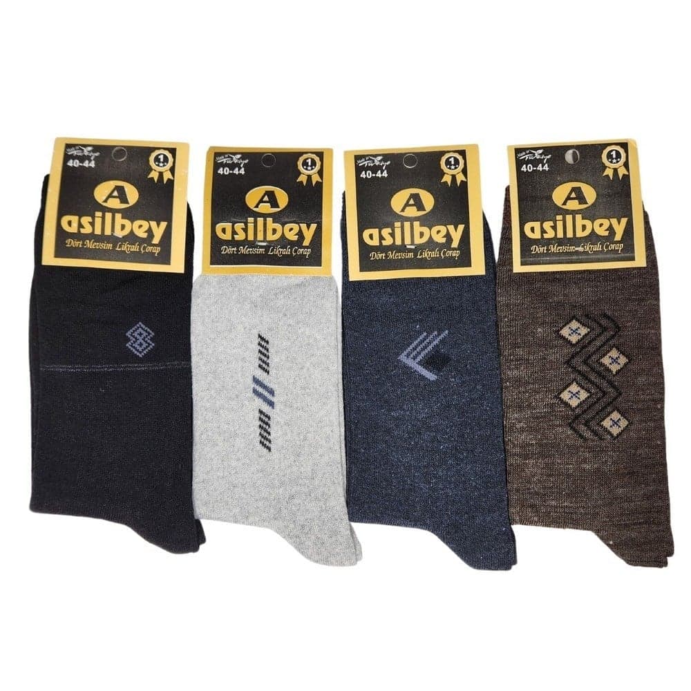 Asilbey Erkek Çorap 4 Mevsim Soket x12 li Paket
