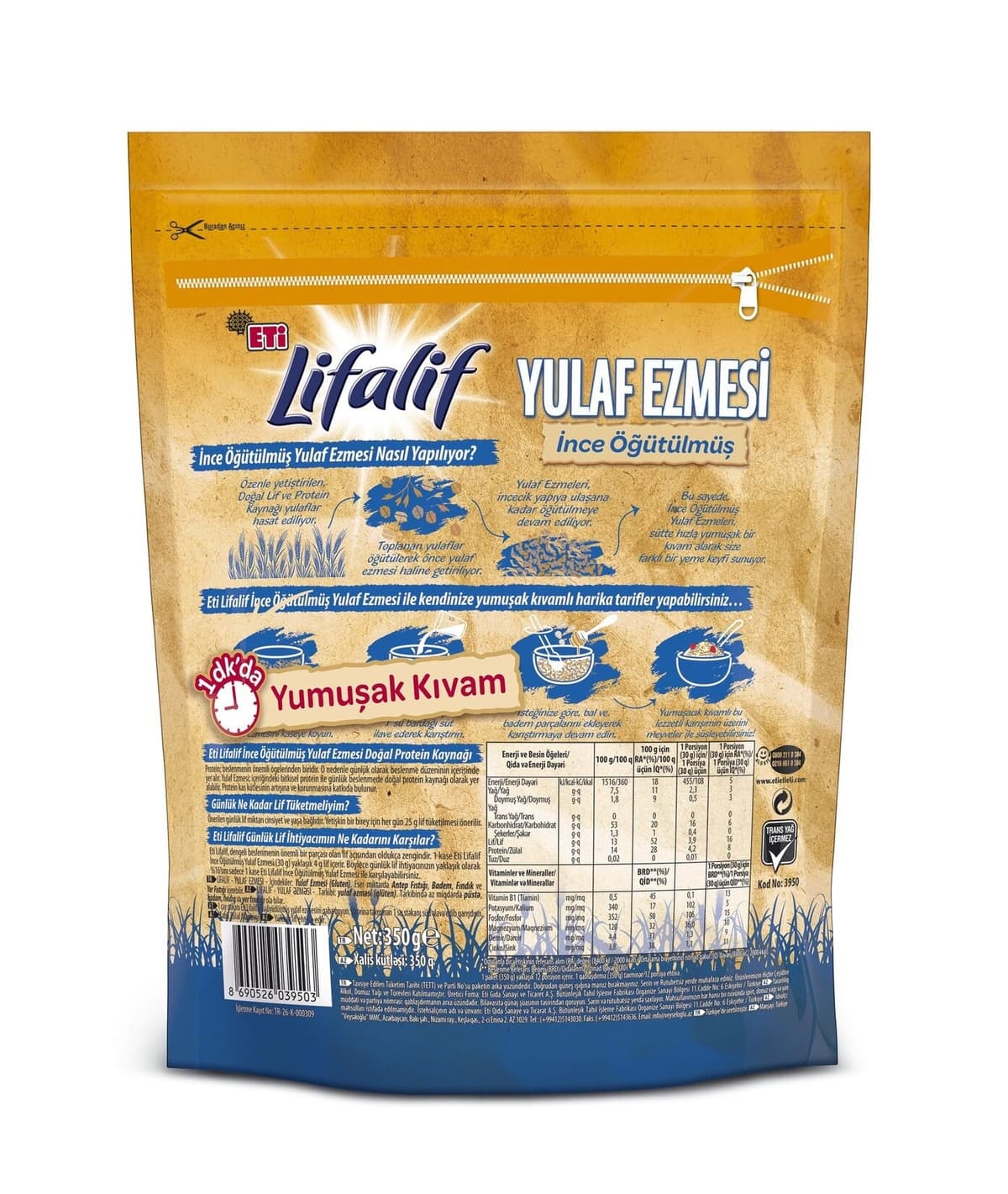 Eti Lifalif 350 Gr Yulaf Ezmesi İnce Öğütülmüş